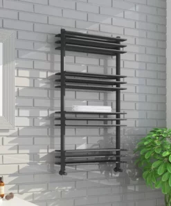 Milan Anthracite 1100 x 600mm Designer Shelf Heated Towel Rail