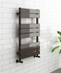Milan Black Nickel 800 x 500mm Single Panel Heated Towel Rail