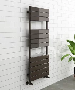 Milan Black Nickel 1200 x 500mm Single Panel Heated Towel Rail