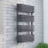 Monza 500 x 1000 Anthracite Designer D-Shaped Heated Towel Rail -Cheap Bathroom Heating Store MZ10X5A p