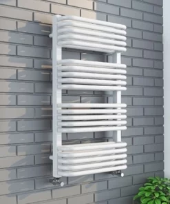 Monza 500 x 1000 White Designer D-Shaped Heated Towel Rail