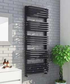 Monza 500 x 1269 Anthracite Designer D-Shaped Heated Towel Rail