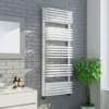 Monza 500 x 1269 White Designer D-Shaped Heated Towel Rail -Cheap Bathroom Heating Store MZ1268X5W p