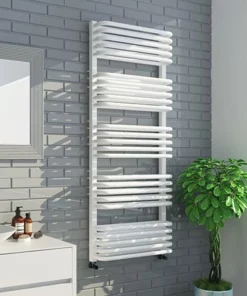 Monza 500 x 1269 White Designer D-Shaped Heated Towel Rail