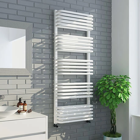 Monza 500 x 1269 White Designer D-Shaped Heated Towel Rail 3 Monza 500 x 1269 White Designer D-Shaped Heated Towel Rail