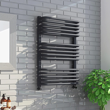 Monza 500 x 736 Anthracite Designer D-Shaped Heated Towel Rail 3 Monza 500 x 736 Anthracite Designer D-Shaped Heated Towel Rail