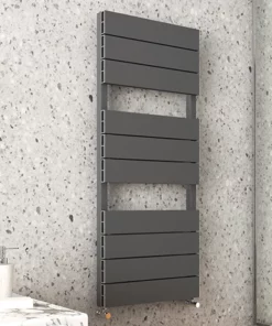 Monza Anthracite Aluminium Heated Towel Rail 1150 x 500mm Flat Panels