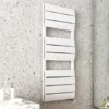 Monza White Aluminium Heated Towel Rail 1200 x 500mm Curved Panels -Cheap Bathroom Heating Store MZAL9W p