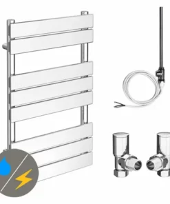 Milan 500 x 840mm Heated Towel Rail (incl. Valves + Electric Heating Kit)