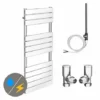 Milan 490 x 1200mm Heated Towel Rail (inc. Valves + Electric Heating Kit) -Cheap Bathroom Heating Store RAD06 EHK p
