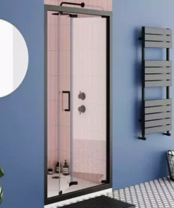 Milan Matt Black 1200 x 490mm Heated Towel Rail -Cheap Bathroom Heating Store RAD12MB n d3 460