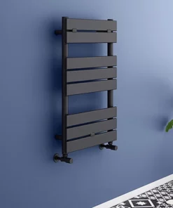 Milan Matt Black 840mm x 500mm Heated Towel Rail