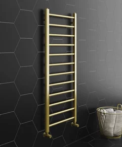 Arezzo 1200 x 500mm Brushed Brass Straight Heated Towel Rail