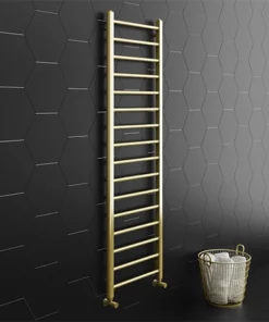Arezzo 1600 x 500mm Brushed Brass Straight Heated Towel Rail