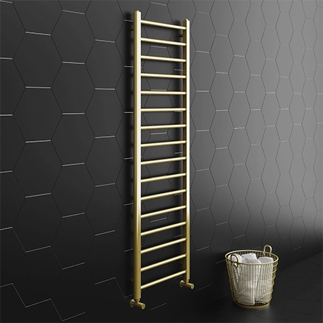 Arezzo 1600 x 500mm Brushed Brass Straight Heated Towel Rail 3 Arezzo 1600 x 500mm Brushed Brass Straight Heated Towel Rail