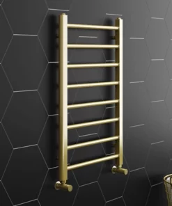 Arezzo 800 x 500mm Brushed Brass Straight Heated Towel Rail