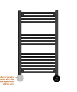 TCP Smart 500W Black 800 x 500mm Wi-Fi Energy Saving Electric Only Towel Radiator -Cheap Bathroom Heating Store SMABLTOWRAIL500W05EW D5 460