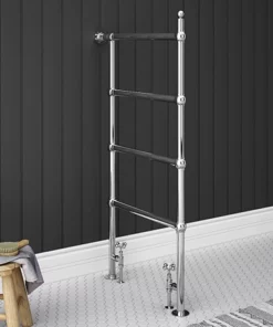 Chatsworth Traditional 1194 x 598mm Chrome Space-Saving Heated Towel Rail