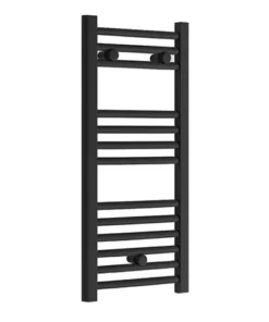 Toreno Black W300 x H800mm Heated Towel Rail - Straight