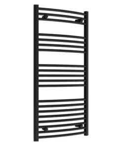 Toreno Black Curved W600 x H1200mm Heated Towel Rail