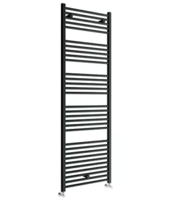 Toreno Black W600 x H1800mm Heated Towel Rail - Straight
