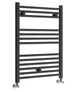 Toreno Black W600 x H800mm Heated Towel Rail - Straight