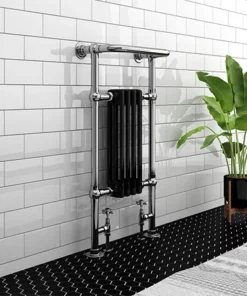 Westport Traditional 963 x 493mm Black Heated Towel Rail Radiator
