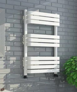 Venice White 800 x 500 Designer D-Shaped Heated Towel Rail