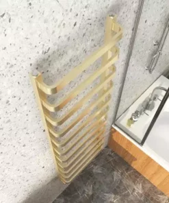 Venice Brushed Brass Designer Heated Towel Rail (500 x 1500mm) -Cheap Bathroom Heating Store VENBB155 d2 460