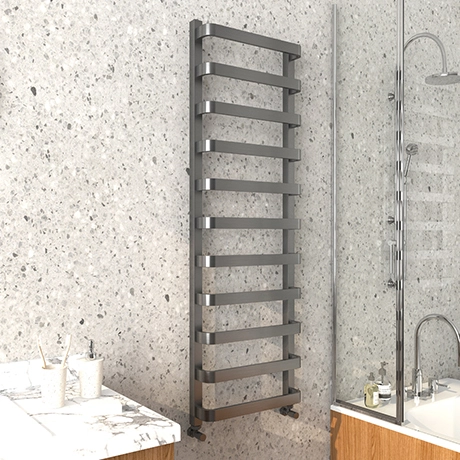 Venice Brushed Black Nickel Designer Heated Towel Rail (500 x 1500mm) 3 Venice Brushed Black Nickel Designer Heated Towel Rail (500 x 1500mm)