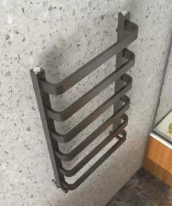 Venice Brushed Black Nickel Designer Heated Towel Rail (500 x 800mm) -Cheap Bathroom Heating Store VENBN85 d2 460