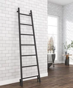 Venice Matt Black Leaning Ladder 1800 x 500mm Heated Towel Rail