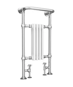Traditional Mayfair Heated Towel Rail with Pair of Angled Crosshead Radiator Valves -Cheap Bathroom Heating Store X504 KES nw d1 460